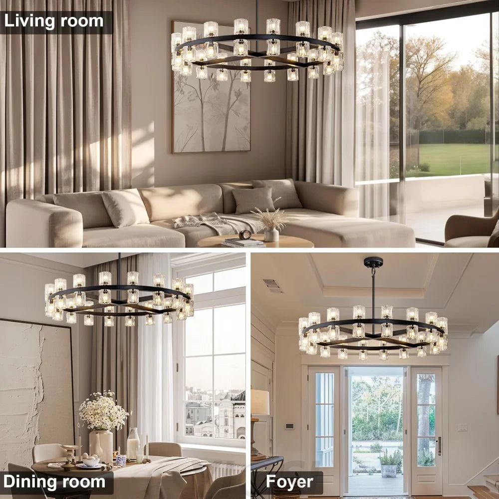 Modern Crystal Chandelier – Gold / Black – Multiple Sizes & Shapes
