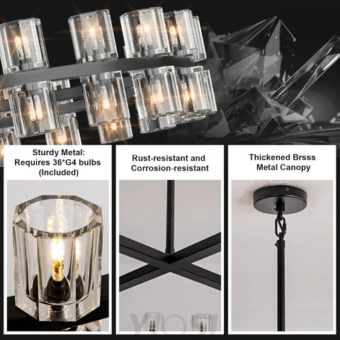 Modern Crystal Chandelier – Gold / Black – Multiple Sizes & Shapes