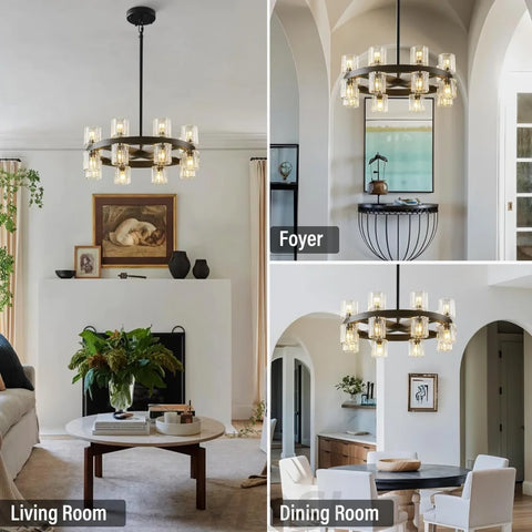 Modern Crystal Chandelier – Gold / Black – Multiple Sizes & Shapes