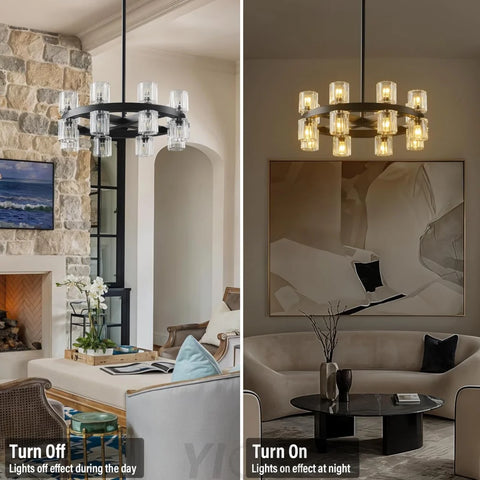 Modern Crystal Chandelier – Gold / Black – Multiple Sizes & Shapes
