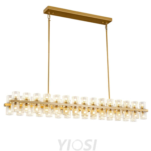 Modern Crystal Chandelier – Gold / Black – Multiple Sizes & Shapes Gold / Rectangular - 54in