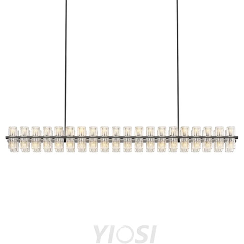 Modern Crystal Chandelier – Gold / Black – Multiple Sizes & Shapes Black / Rectangular - 72in