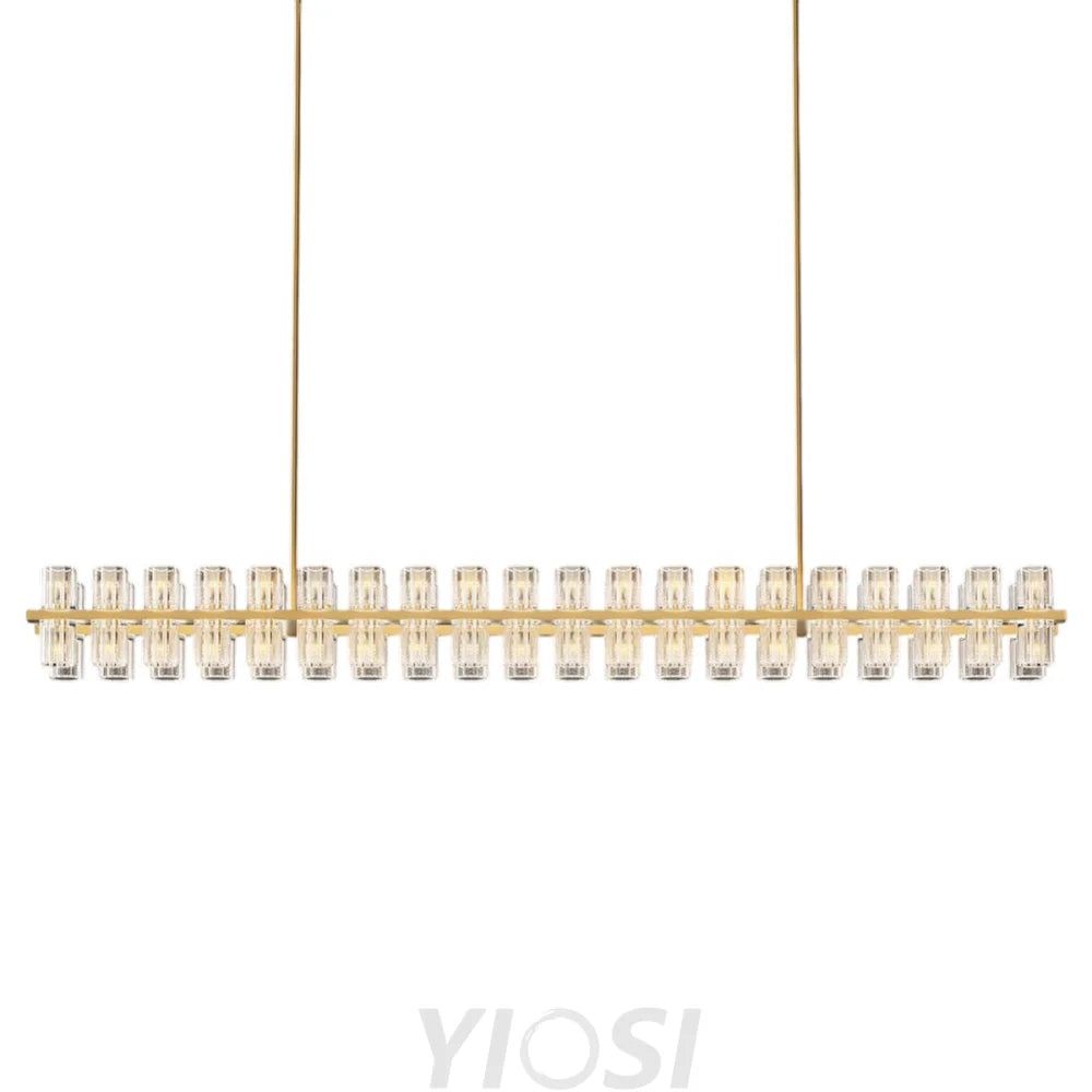 Modern Crystal Chandelier – Gold / Black – Multiple Sizes & Shapes Gold / Rectangular - 72in