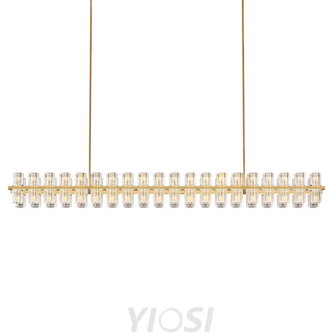 Modern Crystal Chandelier – Gold / Black – Multiple Sizes & Shapes Gold / Rectangular - 72in
