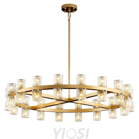 Modern Crystal Chandelier – Gold / Black – Multiple Sizes & Shapes Gold / Round - 36in