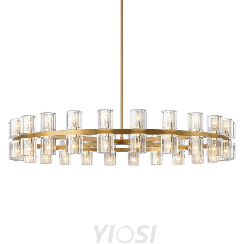 Modern Crystal Chandelier – Gold / Black – Multiple Sizes & Shapes Gold / Round - 48in
