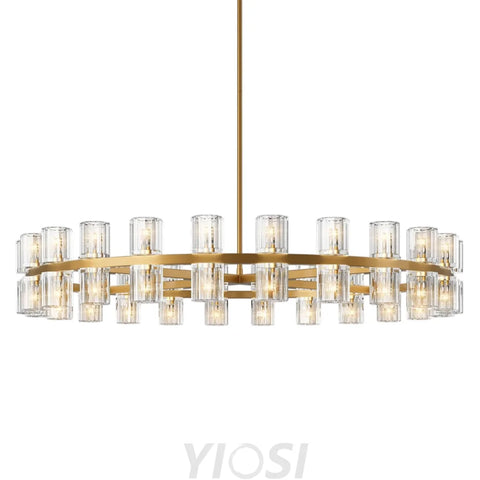 Modern Crystal Chandelier – Gold / Black – Multiple Sizes & Shapes Gold / Round - 48in