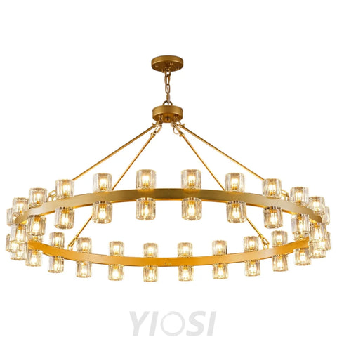 Modern Crystal Chandelier – Gold / Black – Multiple Sizes & Shapes Gold / Round - 48in - Chain