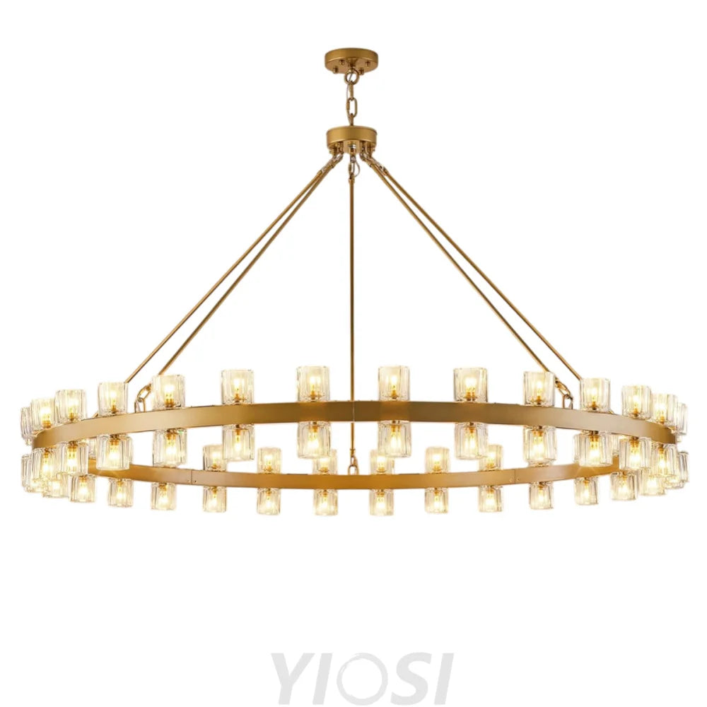Modern Crystal Chandelier – Gold / Black – Multiple Sizes & Shapes Gold / Round -60in - Chain