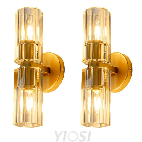 Modern Crystal Chandelier – Gold / Black – Multiple Sizes & Shapes Gold / Sconces - 2 Pack