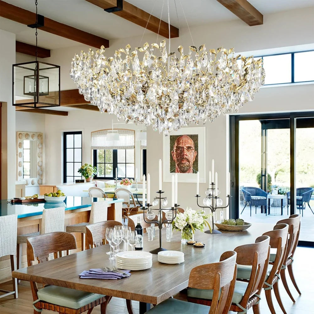 Modern crystal leaf-shaped chandelier
