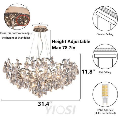 Modern crystal leaf-shaped chandelier
