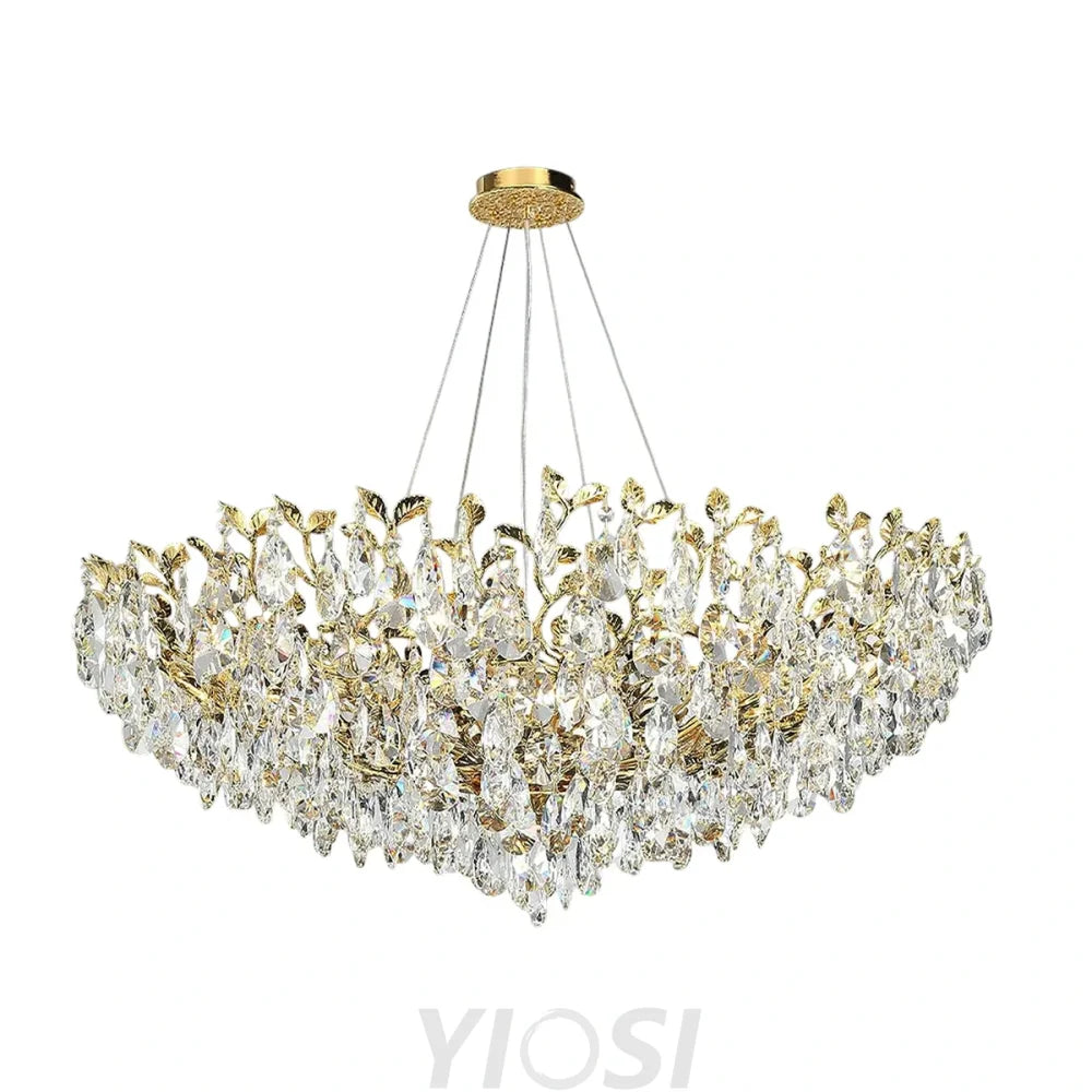 Modern crystal leaf-shaped chandelier 39.4 / Gold