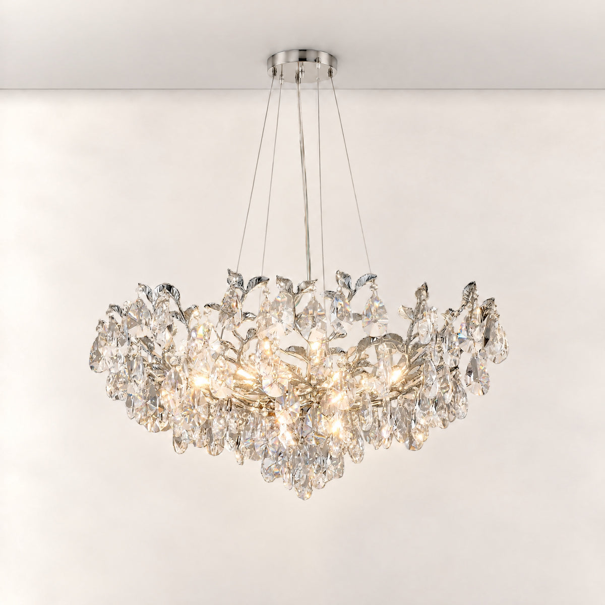 Modern Crystal Leaf-Shaped Chandelier