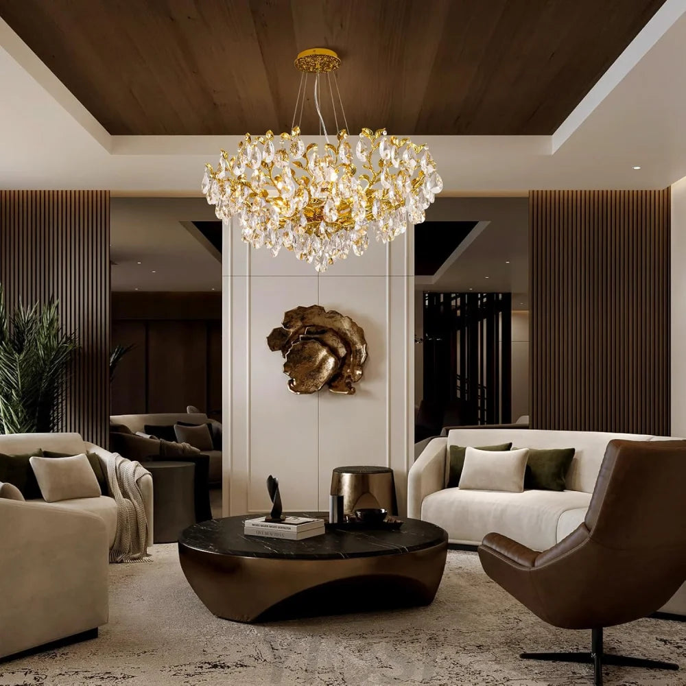 Modern crystal leaf-shaped chandelier