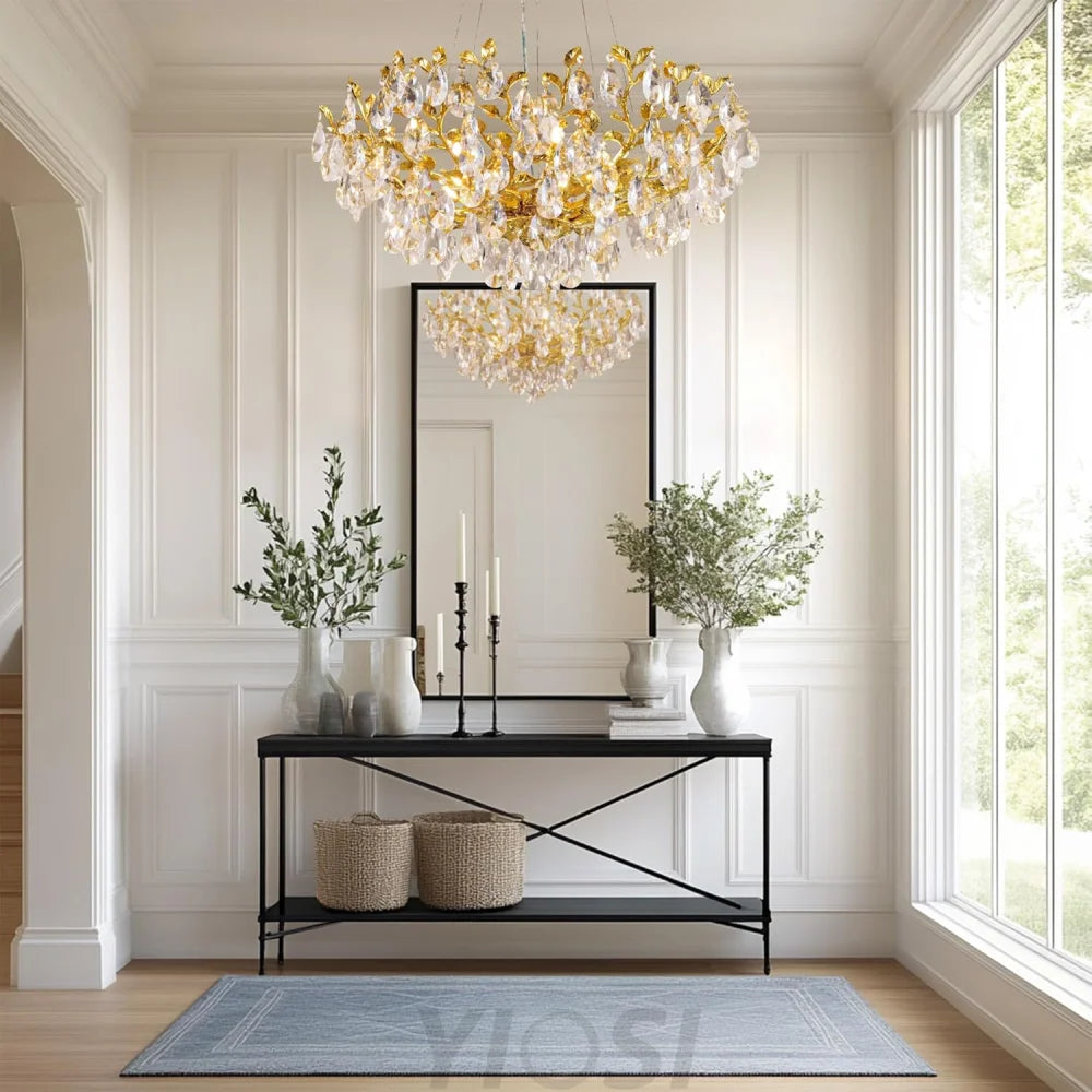 Modern crystal leaf-shaped chandelier