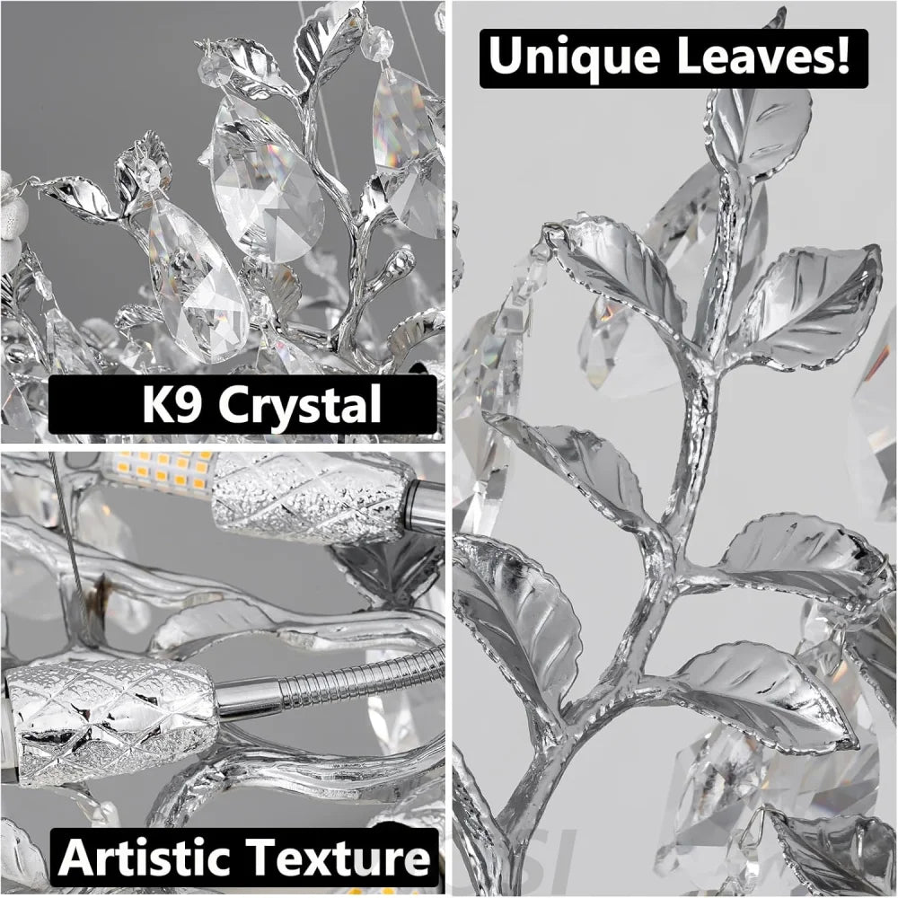 Modern crystal leaf-shaped chandelier