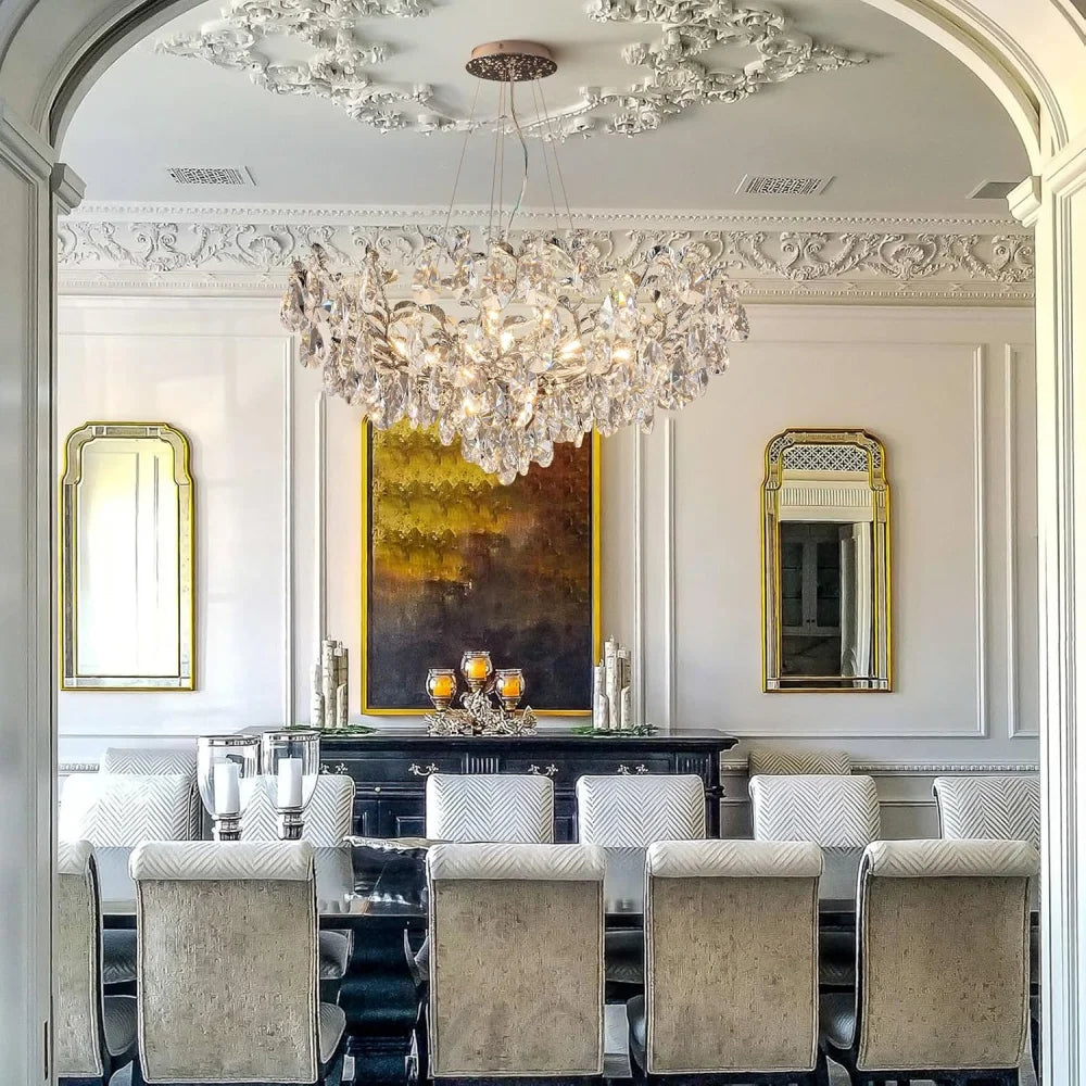 Modern crystal leaf-shaped chandelier