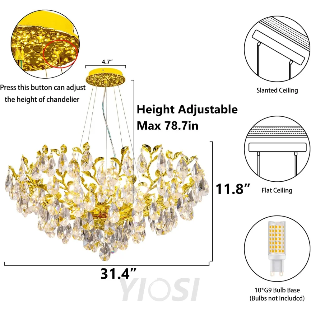 Modern crystal leaf-shaped chandelier