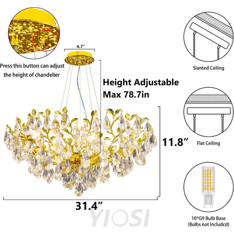Modern crystal leaf-shaped chandelier