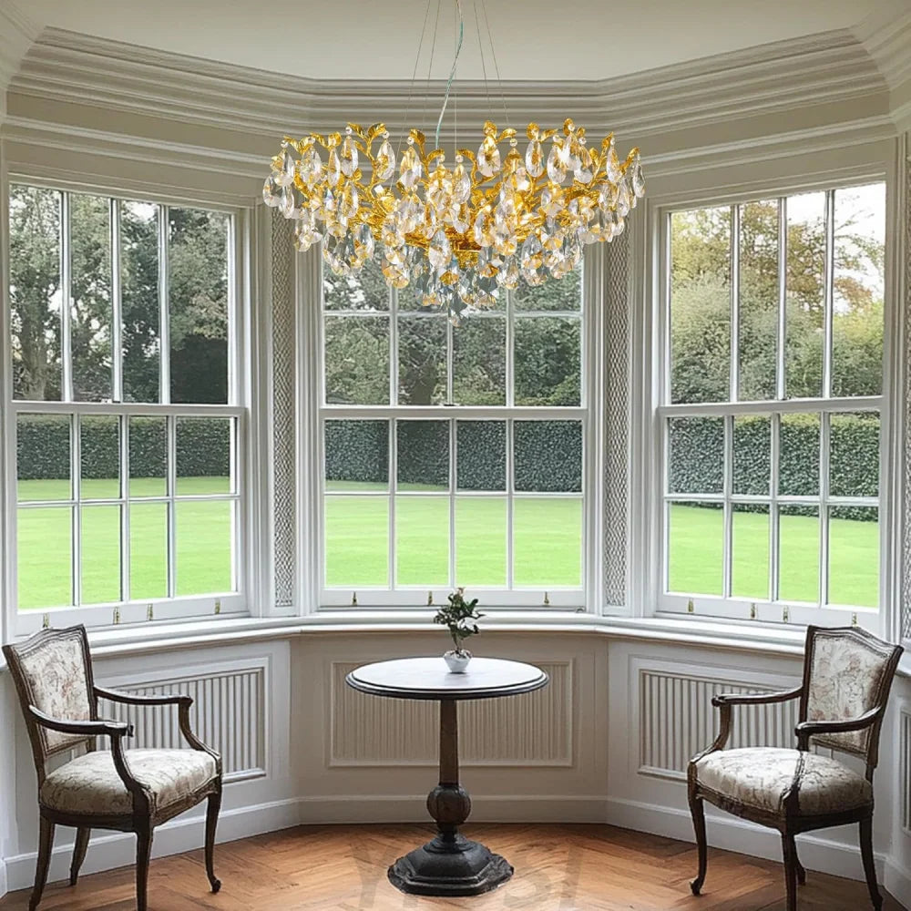 Modern crystal leaf-shaped chandelier