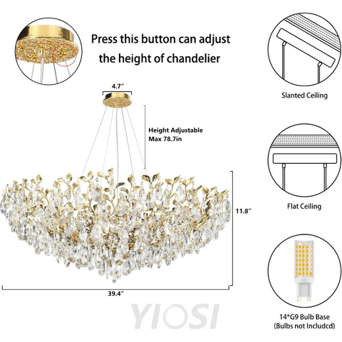 Modern crystal leaf-shaped chandelier