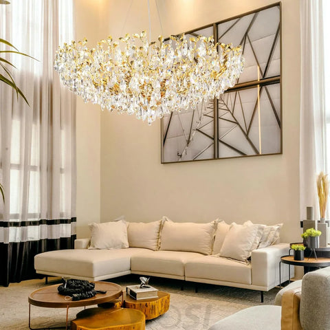 Modern crystal leaf-shaped chandelier