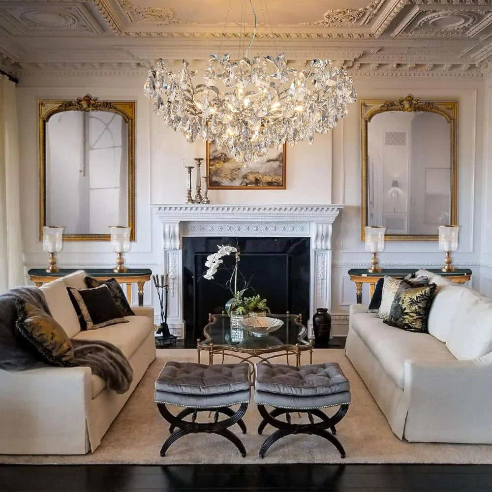 Modern crystal leaf-shaped chandelier