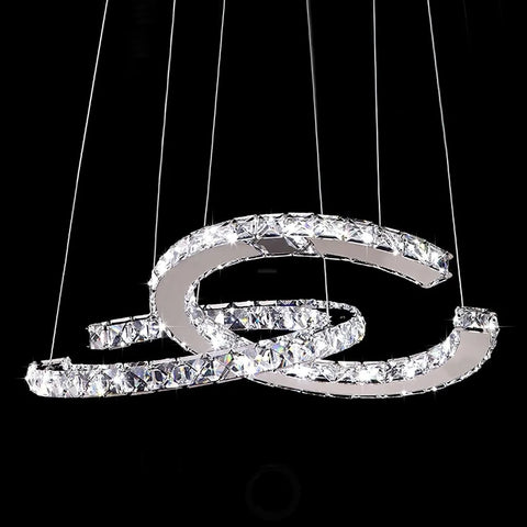 Modern Crystal with Double C Chandelier - Crystals, Straps-1-Yiosilamp