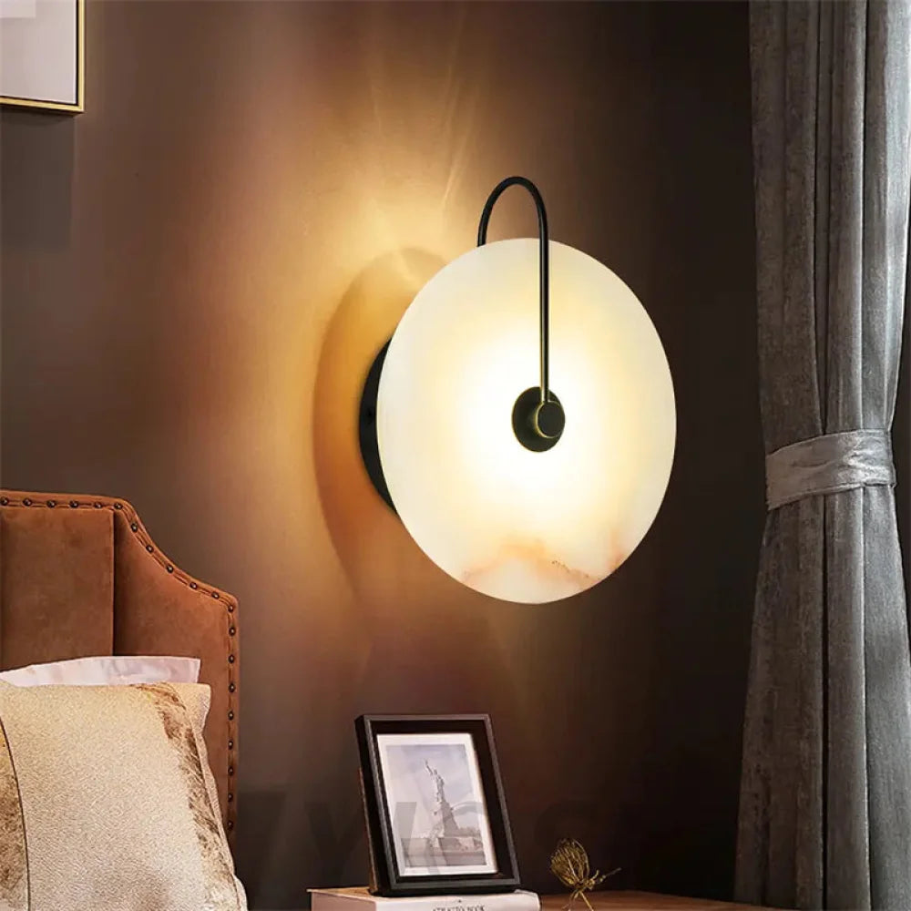 Modern Discs Alabaster Wall Sconce