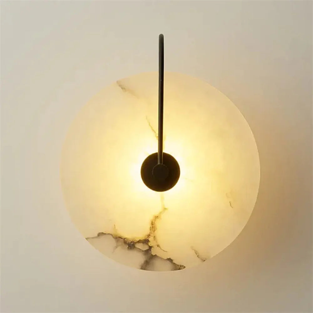 Modern Discs Alabaster Wall Sconce Black