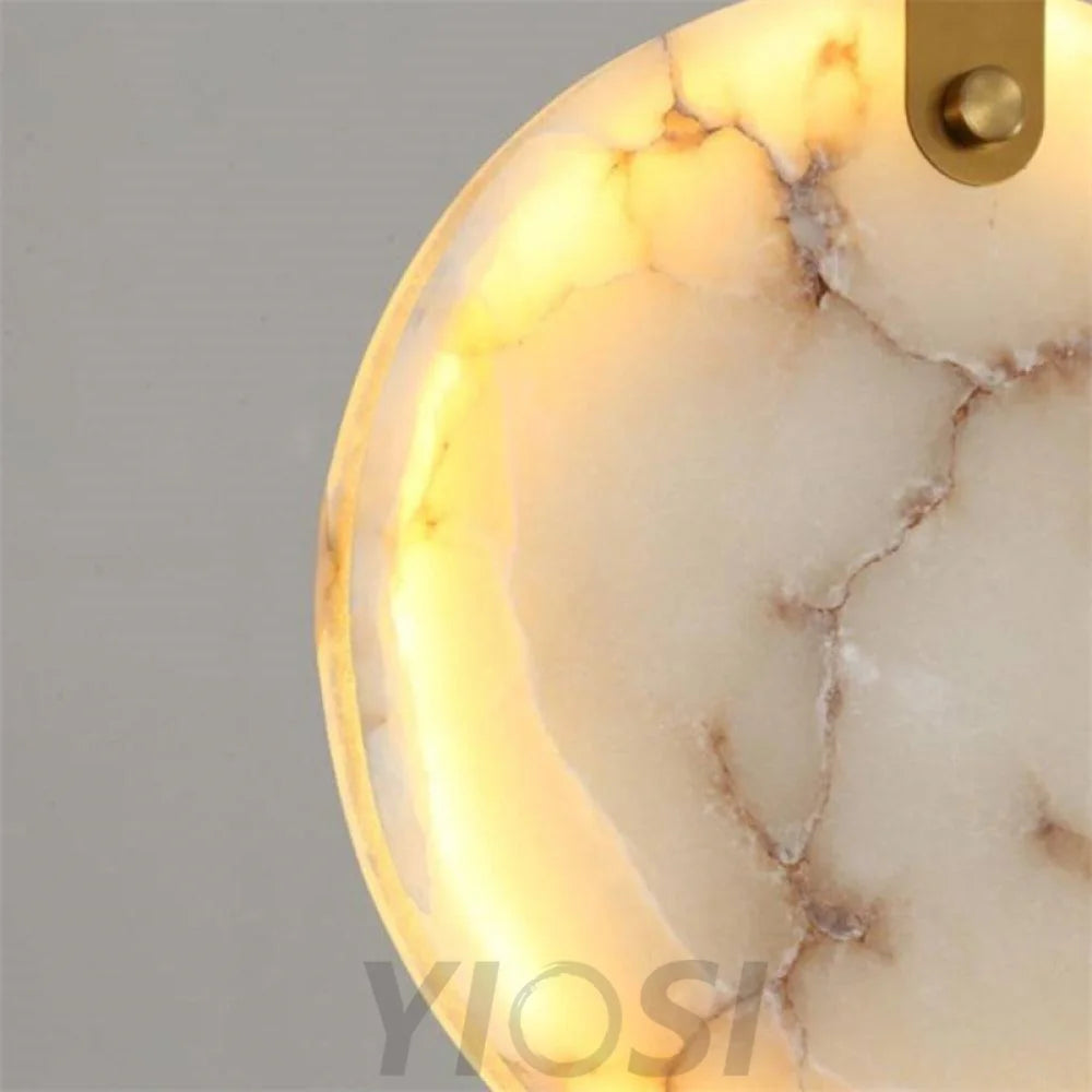 Modern Discs Marble Long Staircase Chandelier