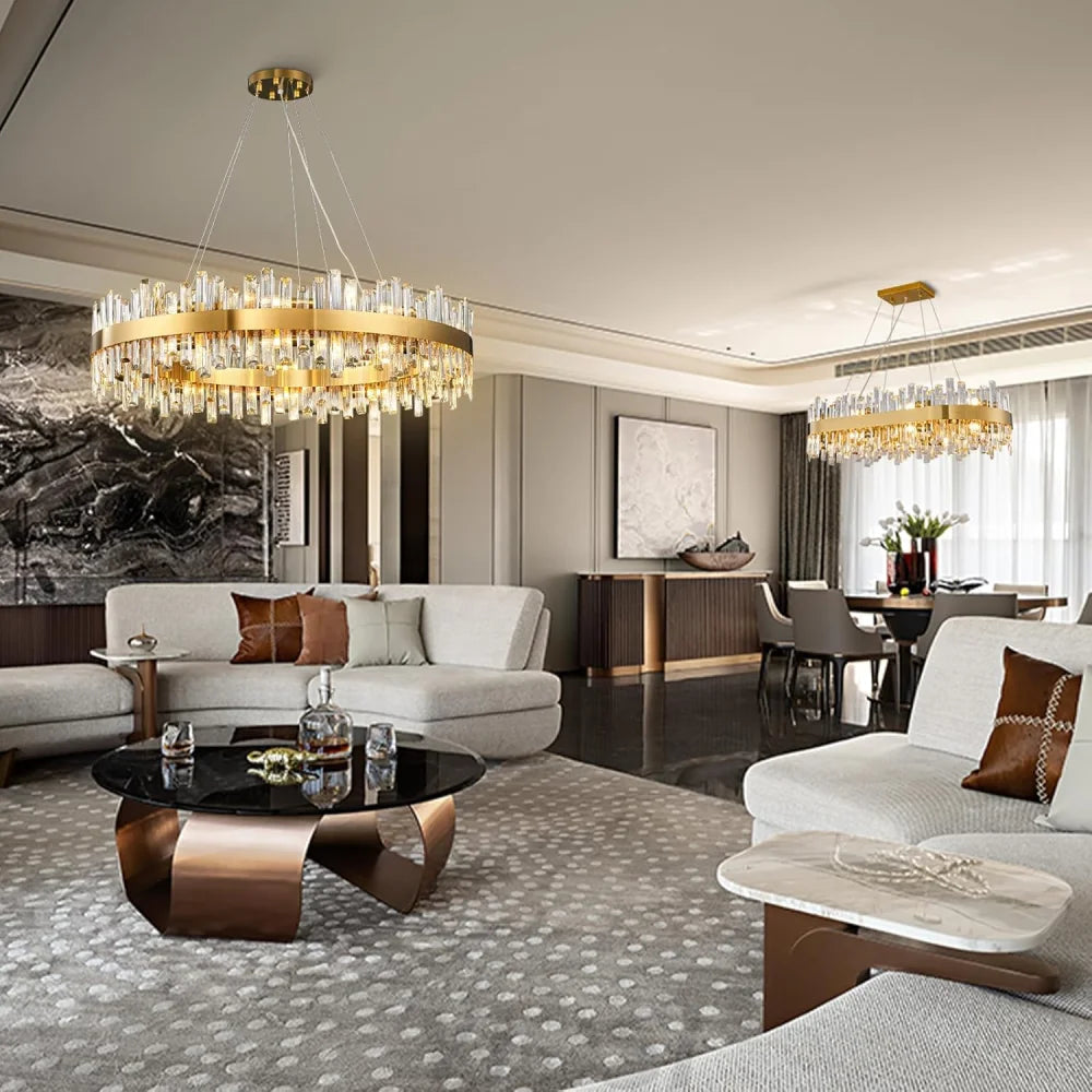 Modern Double-Layer Crystal Chandelier