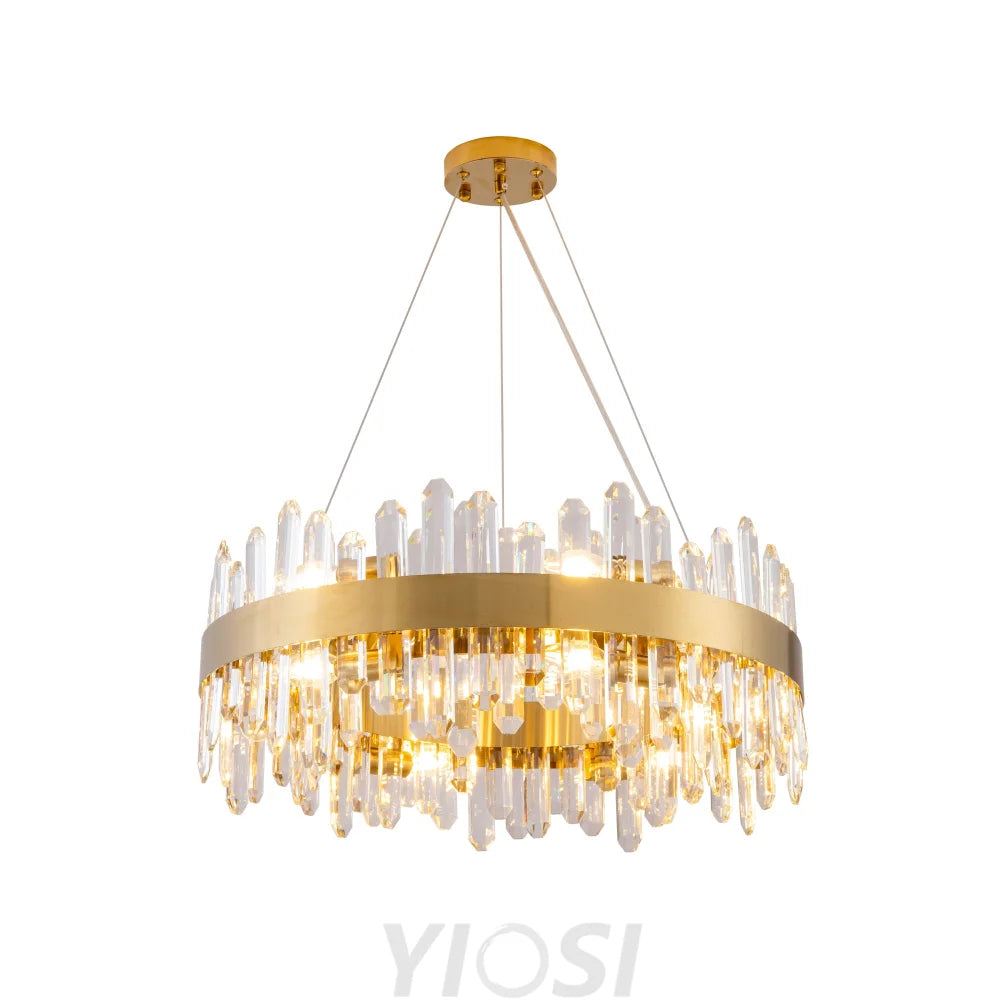 Modern Double Layer Crystal Chandelier Gold / Round D23.6’’