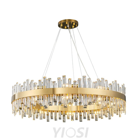 Modern Double Layer Crystal Chandelier Gold / Round D31.5’’