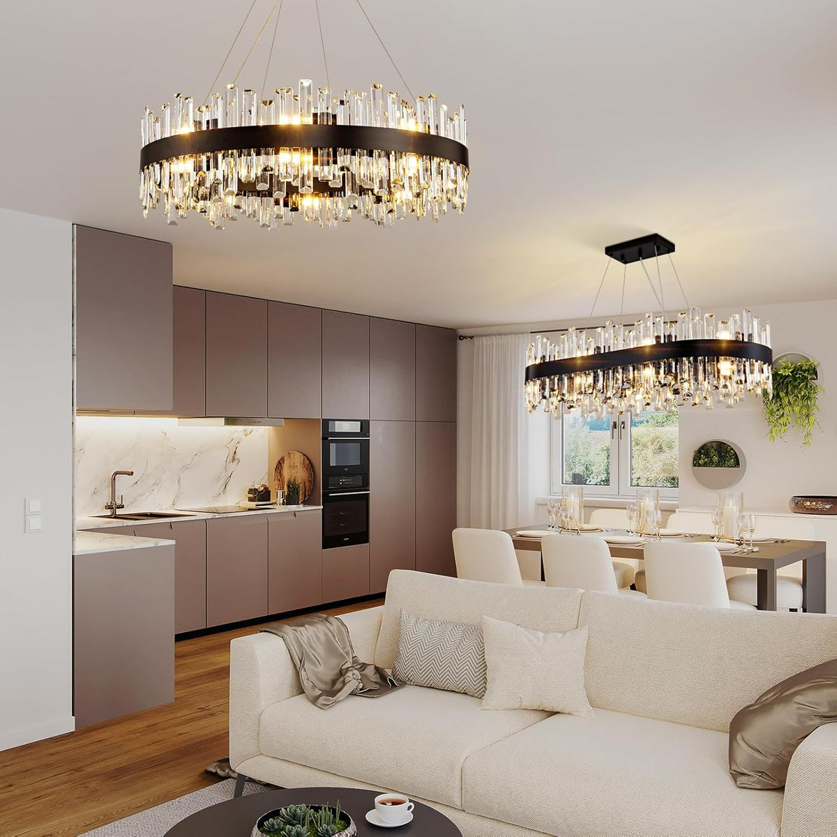 Modern Double-Layer Crystal Chandelier