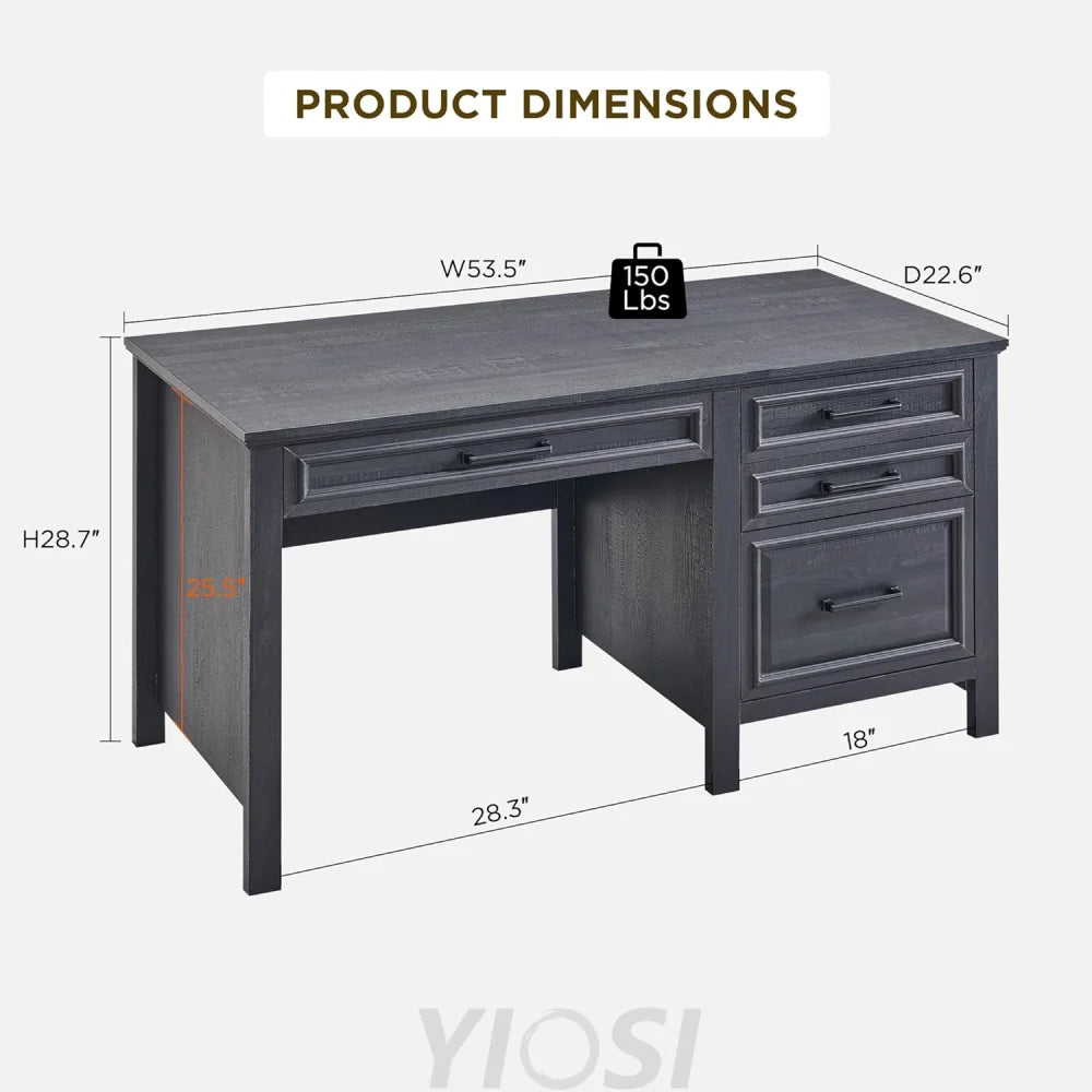 Modern Farmhouse Computer Desk with File Cabinet, Study Writing Table
