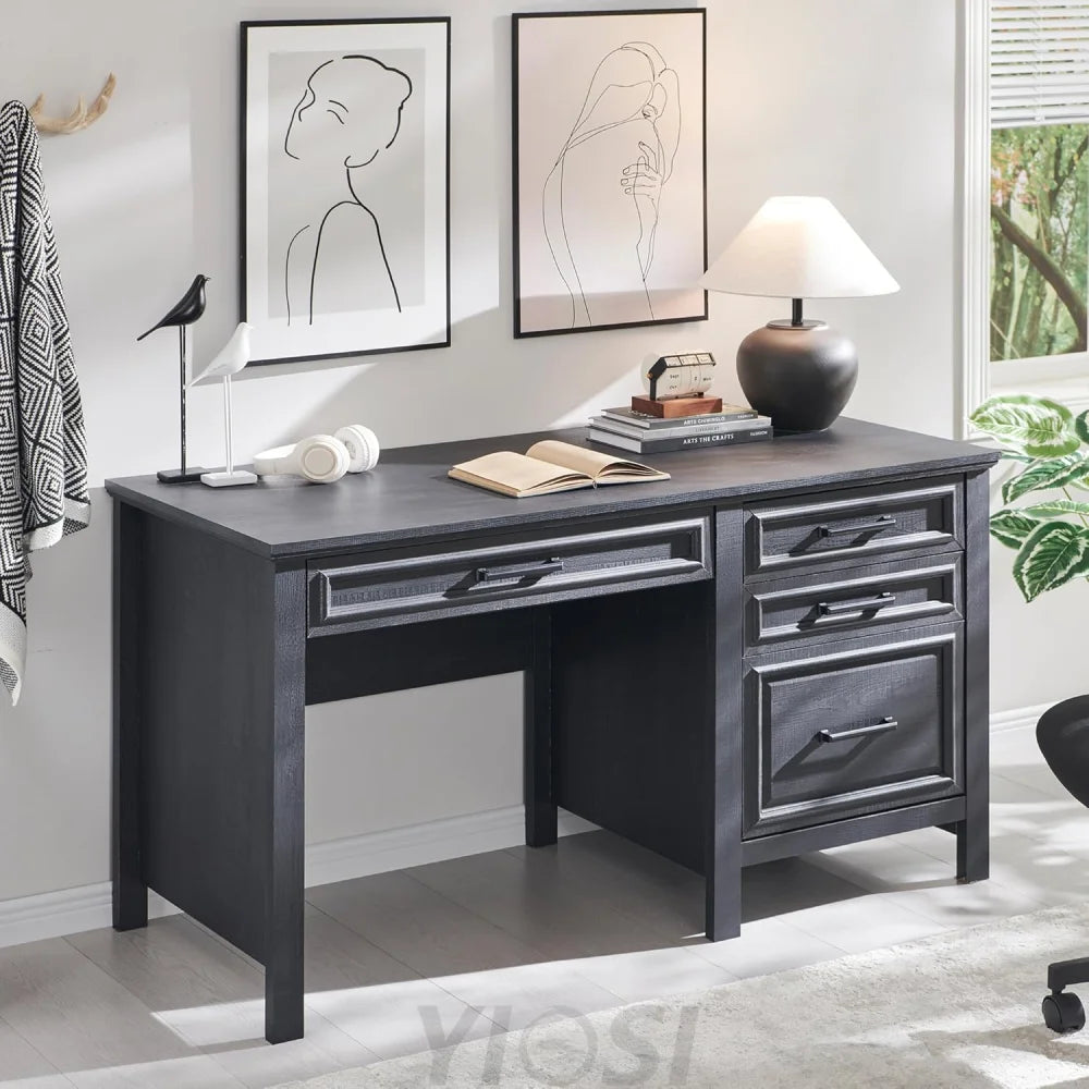 Modern Farmhouse Computer Desk with File Cabinet, Study Writing Table