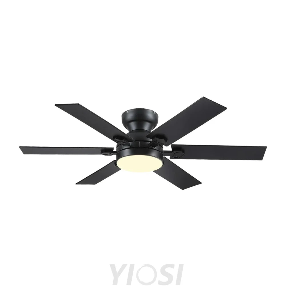 Modern Flush Mount Fans Light Ceiling Fans with Lights Black Low Profile Ceiling Fans 52“ Ceiling Lights