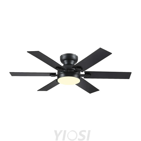 Modern Flush Mount Fans Light Ceiling Fans with Lights Black Low Profile Ceiling Fans 52“ Ceiling Lights