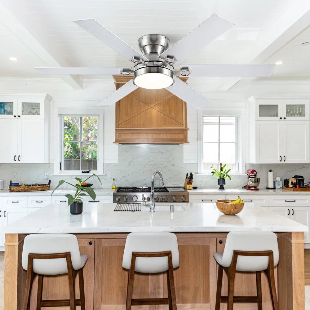 Modern Flush Mount Fans Light Ceiling Fans with Lights Black Low Profile Ceiling Fans 52“ Ceiling Lights