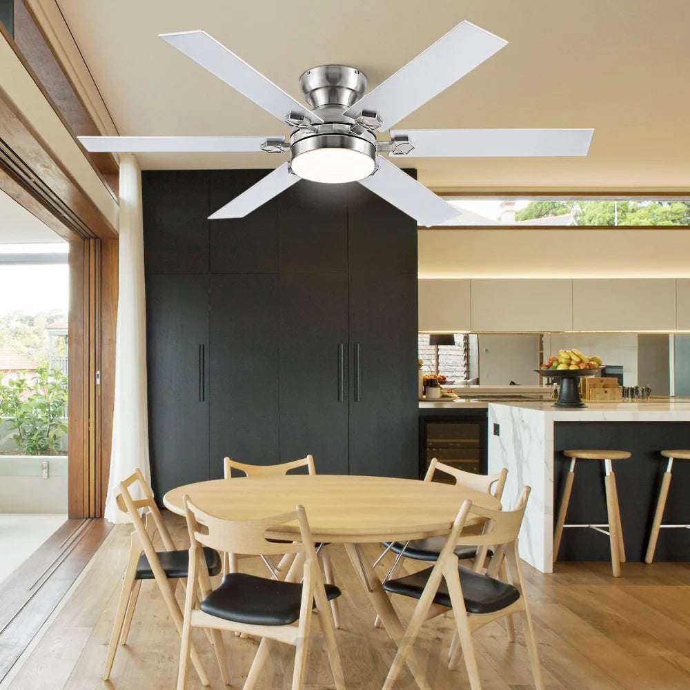 Modern Flush Mount Fans Light Ceiling Fans with Lights Black Low Profile Ceiling Fans 52“ Ceiling Lights
