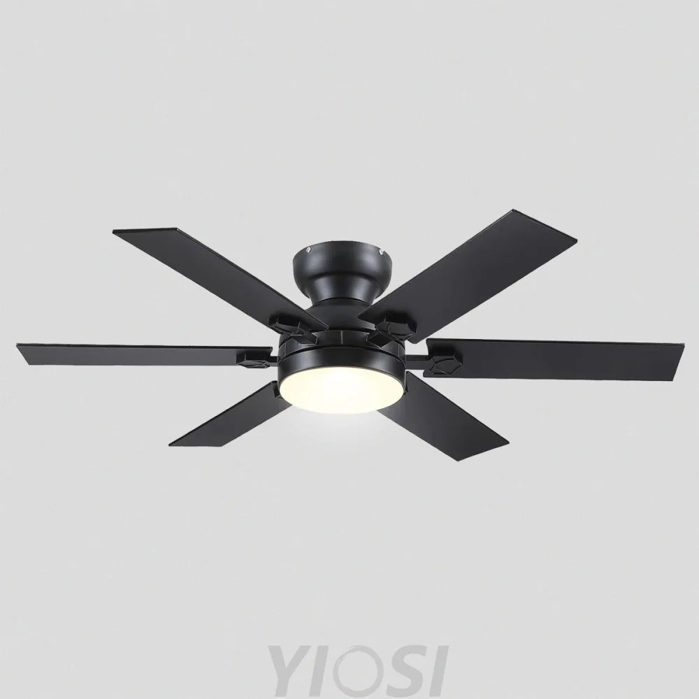 Modern Flush Mount Fans Light Ceiling Fans with Lights Black Low Profile Ceiling Fans 52“ Ceiling Lights