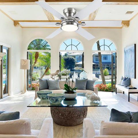 Modern Flush Mount Fans Light Ceiling Fans with Lights Black Low Profile Ceiling Fans 52“ Ceiling Lights