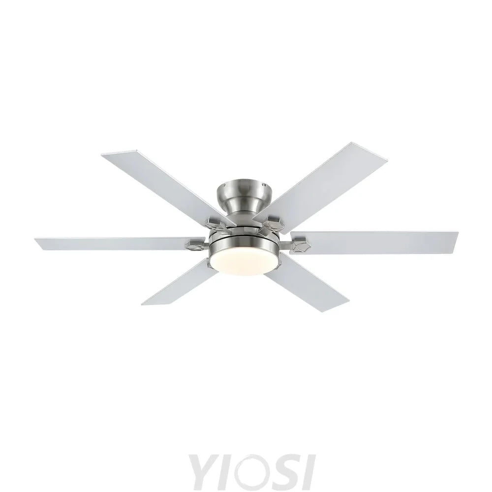 Modern Flush Mount Fans Light Ceiling Fans with Lights Black Low Profile Ceiling Fans 52“ Ceiling Lights