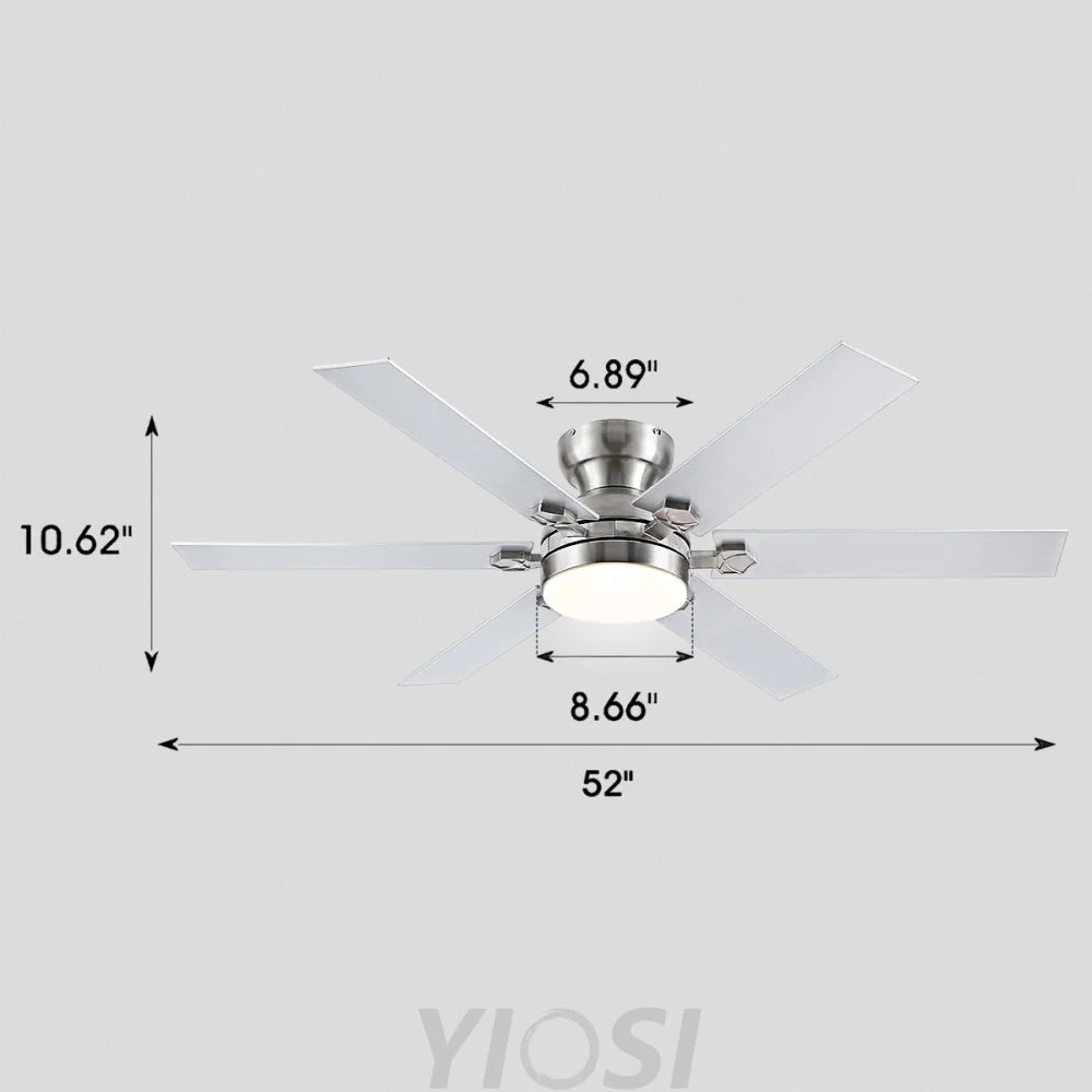 Modern Flush Mount Fans Light Ceiling Fans with Lights Black Low Profile Ceiling Fans 52“ Nickel 52’’ Ceiling Lights