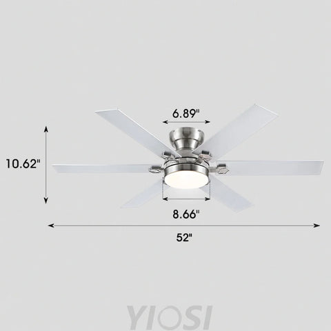 Modern Flush Mount Fans Light Ceiling Fans with Lights Black Low Profile Ceiling Fans 52“ Nickel 52’’ Ceiling Lights