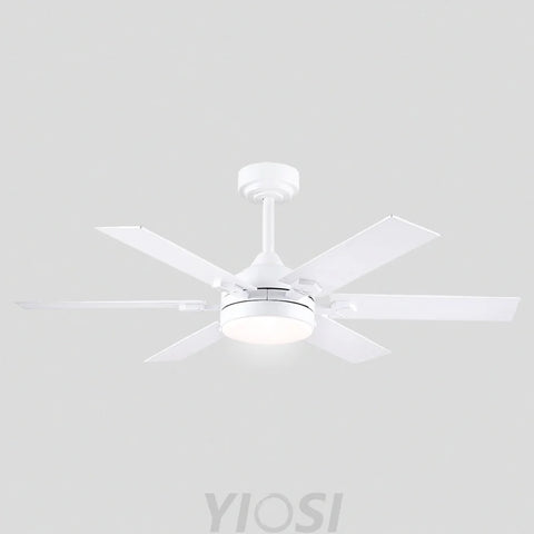 Modern Flush Mount Stainless Steel Ceiling Fan – Black or White Finish White Chandelier