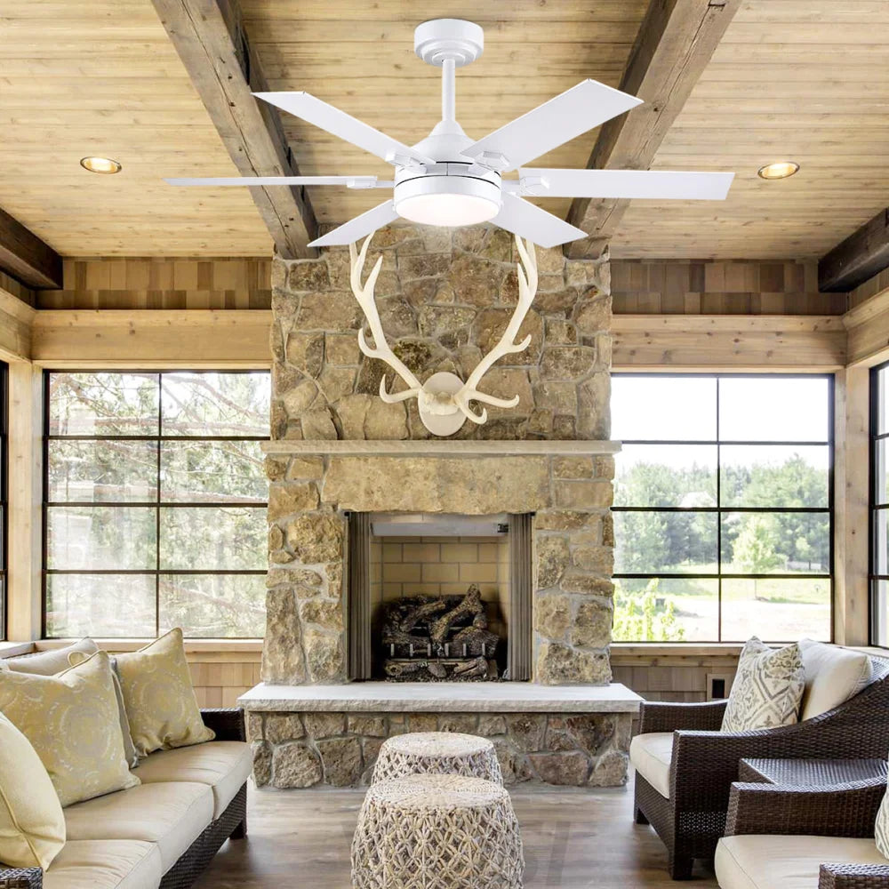Modern Flush Mount Stainless Steel Ceiling Fan – Black or White Finish Chandelier