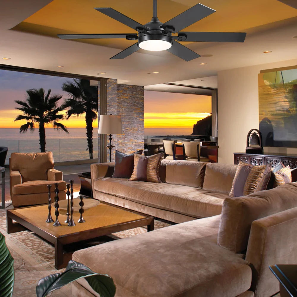 Modern Flush Mount Stainless Steel Ceiling Fan – Black or White Finish Chandelier